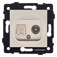 Розетка двойная RJ-11 и Ethernet RJ-45, без рамки Kollinger  REA-013GD 500_191_3123263
