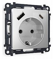 Розетка с заземлением и 2хUSB type A и C, без рамки Ambrella Volt ALFA MA410010 500_191_2306935
