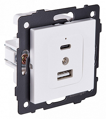 Розетка 2хUSB type A и C без рамки Kollinger  REA-037WM 400_400_3123524
