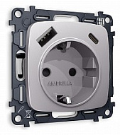 Розетка с заземлением и 2хUSB type A и C, без рамки Ambrella Volt OMEGA MO510010 500_191_2307313