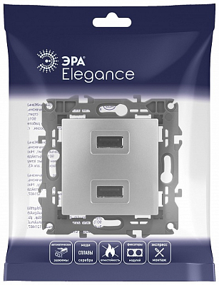 Розетка 2хUSB type A без рамки Эра Эра Elegance 14-4110-03 400_400_2400888