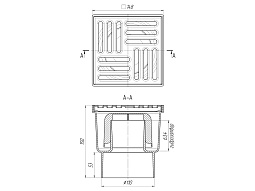 Трап вер.вып.110 н/рег.с решеткой из нержавеющей стали 15x15, ANI PLAST 500_191_2913127