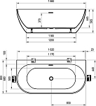 Ванна FREEDOM W 1660х800 белая отдельностоящая, пристенная 250_100_2733243