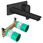 71734670S Set HG Talis E смеситель для раковины из стены излив 225 мм (71734670+13622180), матовый черный 250_100_Array