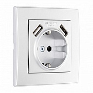 Розетка с заземлением и со шторкой и 2хUSB Arte Milano SET06-1 SET06-1-47-1 silver 500_191_2305949