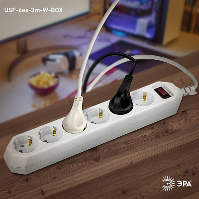 Удлинитель с выключателем Эра  USF-6es-3m-W-BOX 400_400_2404689