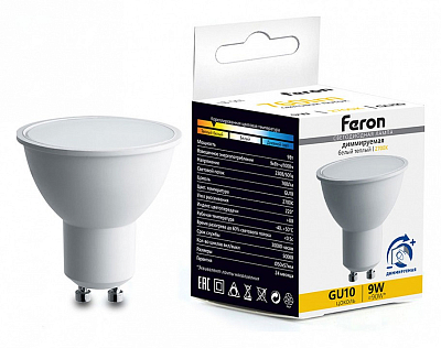 Лампа светодиодная Feron LB-561 GU10 9Вт 2700K 51061 400_400_574932
