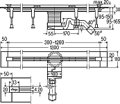 704360 Advantix Vario Set душевой лоток 300-1200мм (пластик),высота 95–165мм, с дизайн-вставкой, заглуш, опорами, сифоном, глянц. хром, модель 4965.21 250_100_2406758