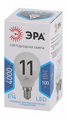 Лампа светодиодная Эра Стандарт E14 11Вт 4000K LED P45-11W-840-E14 400_400_2474080
