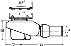 578916 Tempoplex Plus сифон для душевого поддона, для отверстия 90мм, 0,85 л/сек., горизонт. отвод, накладка хром 250_100_2406619