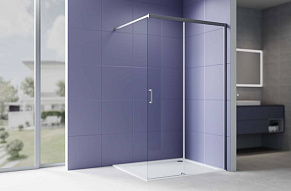 AQ.WISL.120.1GM Душевая перегородка раздвижная Walk in с держателем 1200x2000 профиль оружейная сталь, стекло прозрачное 5/6мм 500_191_3224895