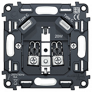 Механизм розетки с заземлением и 2хUSB type C Ambrella Volt QUANT VM165 500_191_3230703