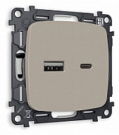 Розетка 2хUSB type A и C без рамки Ambrella Volt OMEGA MO371010 500_191_2307254