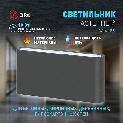 Накладной светильник Эра WL41 GR Б0054418 400_400_1950609