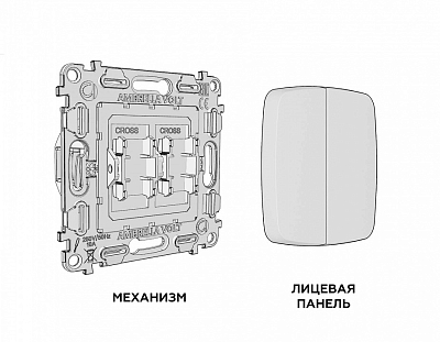 Выключатель перекрестный двухклавишный без рамки Ambrella Volt OMEGA MO323030 400_400_2681294
