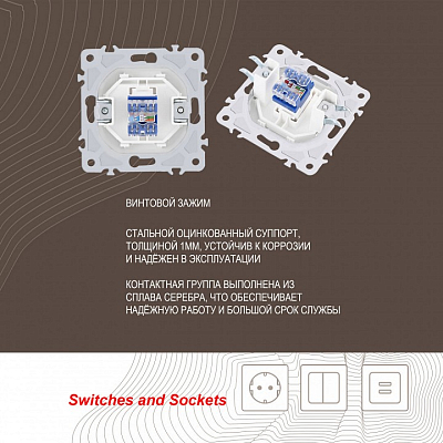 Розетка Ethernet RJ-45 без рамки Arte Milano am-206 206.45-1.white 400_400_2167494