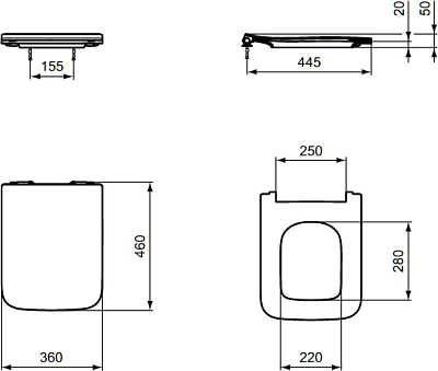 T521101 BLEND CUBE Сиденье и крышка стандарт, тип SANDWICH/SLIM, дюропласт, легкосъемное (шарниры Easy Take Off), с функцией плавного закрытия 400_400_2418309