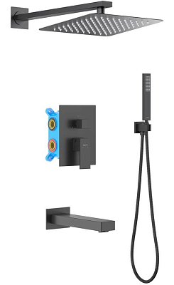 AQ1673MB ЛИБРА Set 4 в 1 душевой комплект 3 режима, матовый черный 400_400_3232436