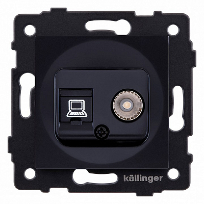 ТВ-розетка и розетка Ethernet RJ-45 без рамки Kollinger  REA-021BK 400_400_3123383
