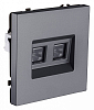 Розетка двойная Ethernet RJ-45 и со шторками, без рамки Kollinger Eclipse EC-018GY 100_100_3118846