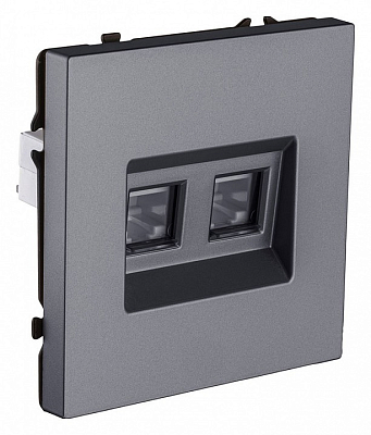 Розетка двойная Ethernet RJ-45 и со шторками, без рамки Kollinger Eclipse EC-018GY 400_400_3118846