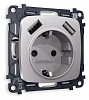 Розетка с заземлением и 2хUSB type A, без рамки Ambrella Volt OMEGA MO509010 100_100_2188245