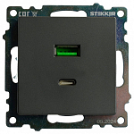 Розетка 2хUSB type A и C без рамки Stekker Катрин 50052 250_100_2160565