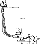 728014 Simplex Trio Visign MT5 Слив-перелив с наливом для ванн c центр. сливом, наполн через перелив 725*40/50, плоск констр-я, хром, модель 6166.42 250_100_2406981
