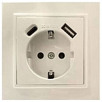 Розетка с заземлением и 2хUSB type A и C, без рамки Stekker Эрна 50077 250_100_Array