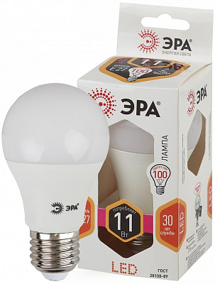 Лампа светодиодная Эра Стандарт E27 11Вт 2700K LED A60-11W-827-E27 400_400_2473834