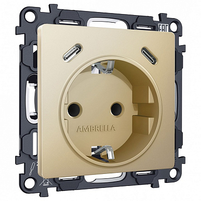 Розетка с заземлением и 2хUSB type C, без рамки Ambrella Volt ALFA MA610510 400_400_3231040
