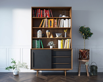 Стеллаж "Bruni" с дверками 1 арт BR-01Black 400_400_1350681