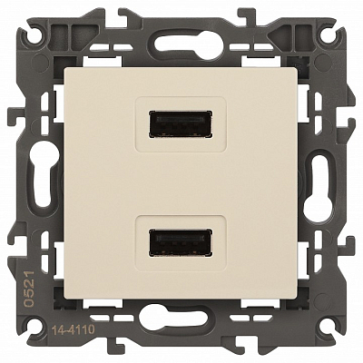 Розетка 2хUSB type A без рамки Эра Эра Elegance 14-4110-02 400_400_2400876