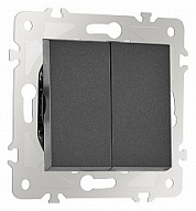 Выключатель проходной двухклавишный без рамки Arte Milano 203 203.32-2.black 500_191_2302496