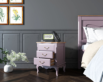 Прикроватная тумба Leontina Lavanda на три ящика арт ST9302/3L 400_400_1939579