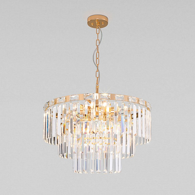 Подвесная люстра Eurosvet Elegante 10130/8 золото/прозрачный хрусталь Strotskis 400_400_2427496