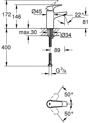 23752000 BauFlow Смеситель для раковины, гладкий корпус,S-Size, хром 400_400_1438044