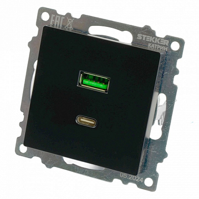 Розетка 2хUSB type A и C без рамки Stekker Катрин 50055 400_400_2160599