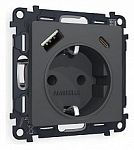 Розетка с заземлением и 2хUSB type A и C, без рамки Ambrella Volt ALFA MA910010 250_100_Array