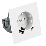 Розетка с заземлением и со шторкой и 2хUSB type A и C, без рамки Stekker Мия 50438 250_100_3093816