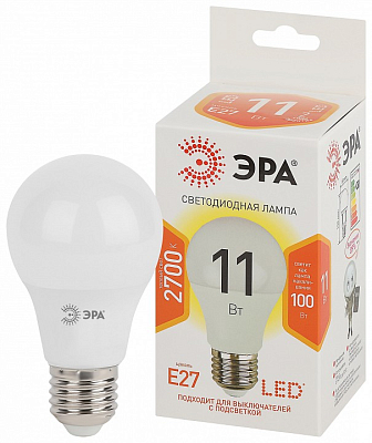 Лампа светодиодная Эра Стандарт E27 11Вт 2700K LED A60-11W-827-E27 400_400_2473835