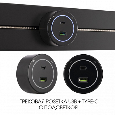 Розетка USB и type C на треке Arte Milano Am-track-sockets-39 399732TS/USB-Type-C Black 400_400_2165349