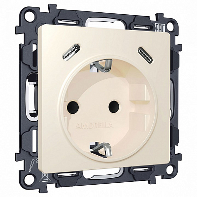 Розетка с заземлением и 2хUSB type C, без рамки Ambrella Volt ALFA MA330510 400_400_2193103