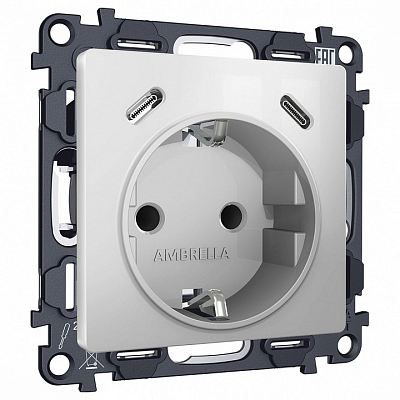 Розетка с заземлением и 2хUSB type C, без рамки Ambrella Volt ALFA MA410510 400_400_3231018