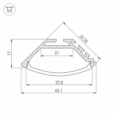 Профиль Arlight KLUS-P45-2000 ANOD 020898 400_400_2132222
