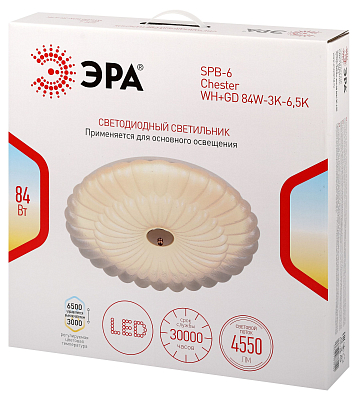 Накладной светильник Эра  SPB-6 Chester 84W-3K-6,5K WH+GD 400_400_3075820