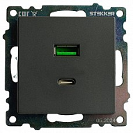 Розетка 2хUSB type A и C без рамки Stekker Катрин 50052 500_191_2301236