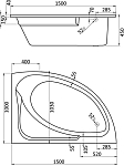 1.WH11.2.032 ГОА 150х100 ванна асимметричная акриловая правосторонняя белая 250_100_1434249