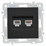 Розетка двойная RJ-11 и Ethernet RJ-45, без рамки Arte Milano am-206 206.44-1.black 250_100_2167456