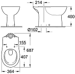 39429000 Bau Ceramic Унитаз напольный безободковый (бачок заказывается отдельно), вертикальный выпуск 250_100_1440725